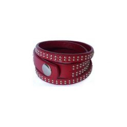 Bransoletka Red Leather. Pomarańczowe bransoletki damskie marki Moderntime, ze skóry, ze stali. Za 39,90 zł.