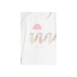 Mango Kids - Longsleeve dziecięcy Flap 80-104 cm. Białe bluzki dziewczęce Mango Kids, z nadrukiem, z bawełny, z okrągłym kołnierzem, z krótkim rękawem, krótkie, bez kaptura. Za 35,90 zł.