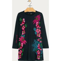 Desigual - Sukienka dziecięca 104-164 cm. Niebieskie sukienki dziewczęce Desigual, bez wzorów, z bawełny, z długim rękawem, długie, mini, proste. Za 199,90 zł.