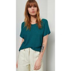 Sweter z krótkim rękawem - Turkusowy. Niebieskie swetry damskie Reserved, s, bez wzorów, z krótkim rękawem, krótkie, bez kaptura. W wyprzedaży za 29,99 zł.