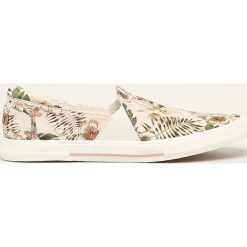 Roxy - Espadryle. Białe espadryle damskie Roxy, bez wzorów, z gumy, bez obcasa, na obcasie. W wyprzedaży za 169,90 zł.