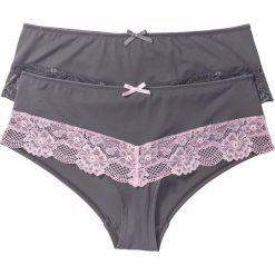 Figi "panty" (2 pary) bonprix ciemnoszaro-jasnoróżowy + ciemnoszary. Szare figi damskie marki bonprix. Za 49,98 zł.