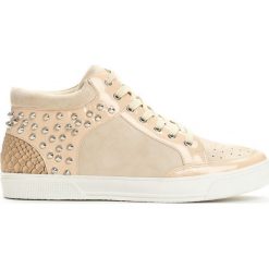 Beżowe Trampki Conflux. Brązowe buty skate męskie marki Born2be, z tkaniny, na sznurówki. Za 79,99 zł.