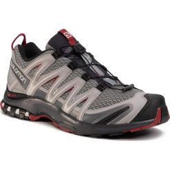 Buty SALOMON - Xa Pro 3D 409774 35 V0 Monument/Ebony/Red Dahlia. Szare buty sportowe męskie Salomon, ze skóry ekologicznej, bez zapięcia, do biegania. Za 569,00 zł.