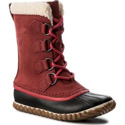 Śniegowce SOREL - Cariboi Slim NL2649 Red Element 611. Czerwone śniegowce damskie marki Sorel, na zimę, ze skóry. W wyprzedaży za 339,00 zł.