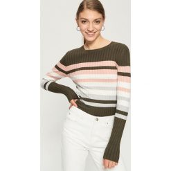 Obcisły sweter w paski - Khaki. Brązowe swetry klasyczne damskie Sinsay, l. W wyprzedaży za 29,99 zł.
