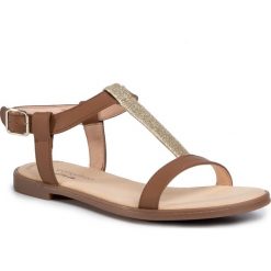Sandały CLARKS - Bay Rosa 261502094 Tan Combi. Pomarańczowe klapki damskie Clarks, bez wzorów, ze skóry, bez obcasa, na obcasie. Za 299,00 zł.