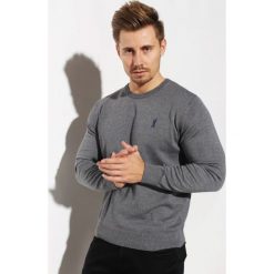 Sweter Edward Orlovski Szary Navy. Szare swetry męskie Edward Orlovski, m, z haftami, z bawełny, eleganckie, bez kołnierzyka, bez kaptura. Za 99,00 zł.
