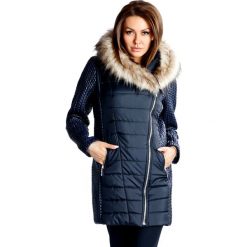 Kurtka zimowa w kolorze granatowym. Niebieskie kurtki damskie Far Far Fashion, Ryłko by Agnes&Paul, na zimę, bez wzorów, bez kaptura. W wyprzedaży za 289,95 zł.
