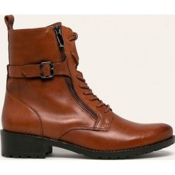 Caprice - Workery skórzane. Pomarańczowe workery damskie Caprice, ze skóry, bez obcasa, na obcasie, na sznurówki. W wyprzedaży za 179,90 zł.