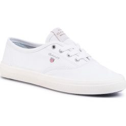Tenisówki GANT - Preptown 20531446 Bright White G290. Białe półbuty damskie GANT, bez wzorów, ze skóry, bez zapięcia. Za 339,00 zł.
