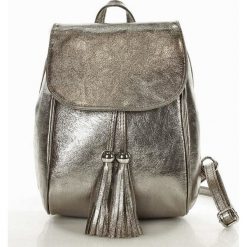 VERONICA MARCO MAZZINI Plecak skórzany italian backpack - srebrny gun. Szare plecaki damskie marki MAZZINI, bez wzorów, ze skóry, eleganckie, bez dodatków. Za 259,00 zł.