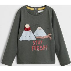 Mango Kids - Longsleeve dziecięcy Gorro 80-104 cm. Żółte t-shirty chłopięce Mango Kids, z nadrukiem, z bawełny, bez rękawów. Za 45,90 zł.