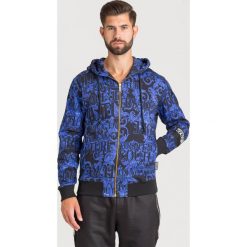 BLUZA VERSACE JEANS COUTURE. Czarne bluzy męskie Versace Jeans Couture, s, z aplikacjami, z bawełny, z kapturem, bez rękawów, z kapturem. Za 1539,00 zł.