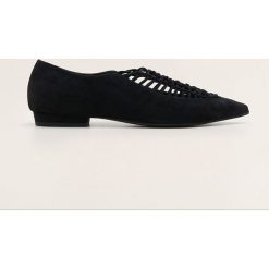 Mango - Baleriny Braidy. Czarne baleriny damskie Mango, bez wzorów, ze skóry, bez obcasa. W wyprzedaży za 89,90 zł.