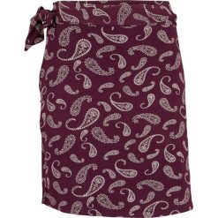 Spódnica - pas na biodra w deseń paisley bonprix czarny bez - biały z nadrukiem. Fioletowe spódniczki damskie bonprix, z nadrukiem. Za 34,99 zł.