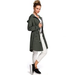 Długa bluza z kapturem - militarno zielona. Zielone bluzy damskie Moe, s, bez wzorów, z elastanu, z długim rękawem, długie, z kapturem. W wyprzedaży za 233,00 zł.