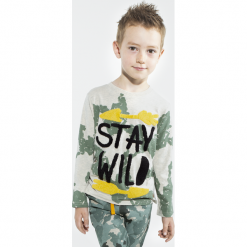 Koszulka. Brązowe t-shirty chłopięce z długim rękawem Wild, z aplikacjami, z bawełny. Za 49,90 zł.