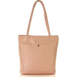 MARCO MAZZINI Modny shopper bag na ramię skórzany pudrowy róż. Różowe torby damskie na zakupy MAZZINI, bez wzorów, ze skóry, eleganckie, na ramię, małe, bez dodatków. Za 229,00 zł.
