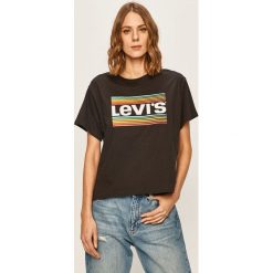 Levi's - T-shirt. Czarne bluzki damskie Levi's®, s, z nadrukiem, z bawełny, casualowe, z okrągłym kołnierzem, z krótkim rękawem. Za 129,90 zł.