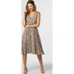 Comma - Sukienka damska, beżowy. Brązowe sukienki damskie comma, z aplikacjami, z materiału, eleganckie, bez kołnierzyka, bez rękawów. Za 399,95 zł.