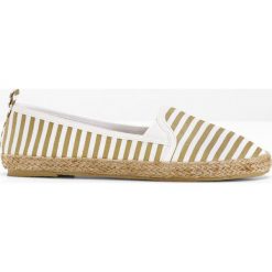 Espadryle bonprix złocisto-biały w paski. Żółte espadryle damskie bonprix, w paski, bez obcasa. Za 21,99 zł.
