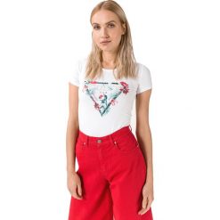 Guess Lory Koszulka Biały. Białe koszulki damskie Guess, l, z nadrukiem, z elastanu, bez kołnierzyka. Za 175,95 zł.