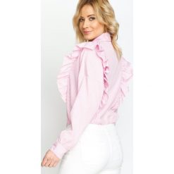 Koszule wiązane damskie: Różowa Koszula Double Frill