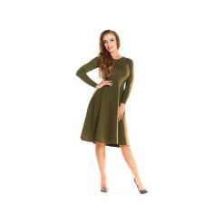 Sukienka N034 khaki. Zielone sukienki damskie Awama, xl, bez wzorów, z bawełny, bez kołnierzyka, bez rękawów. Za 129,00 zł.
