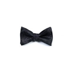 Muchy męskie: MUCHA MĘSKA WIĄZANA JEDWABNA BLACK SILK JACQUARD