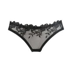 Eleganckie stringi Mrs. Black No. 2. Czarne stringi damskie WHITE RVBBIT, z haftami. Za 109,00 zł.