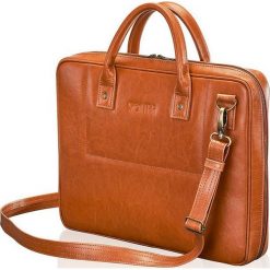 Skórzana torba męska na laptopa jasnobrązowa SOLIER - jasny brąz. Pomarańczowe torby męskie skórzane Solier, ze skóry, eleganckie. Za 519,99 zł.