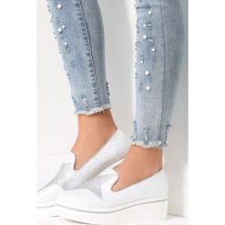 Trampki damskie slip on: Srebrne Slip On Toile De Jouy