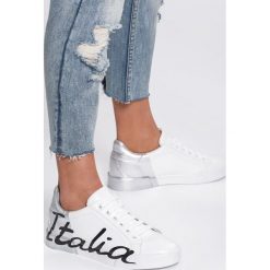 Biało-Srebrne Sneakersy Hashtag. Szare buty sportowe damskie Renee, z nadrukiem, sportowe. Za 59,99 zł.