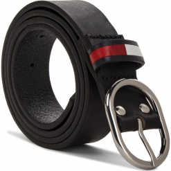 Pasek Damski TOMMY JEANS - Tjw Flag Inlay Belt AW0AW05894 002. Czarne paski damskie Tommy Jeans, w paski, z jeansu. Za 179,00 zł.