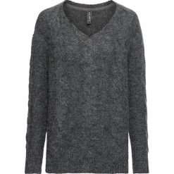 Sweter bonprix antracytowy. Szare swetry klasyczne damskie bonprix, z dekoltem w serek. Za 99,99 zł.
