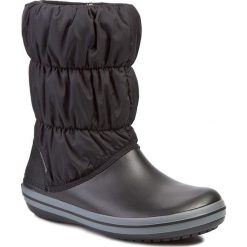Śniegowce CROCS - Winter Puff 14614 Black/Charcoal. Czarne klapki damskie Crocs, bez wzorów, z tworzywa sztucznego, bez obcasa. W wyprzedaży za 209,00 zł.