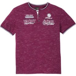 Shirt z dekoltem henley i efektownymi zdobieniami bonprix jeżynowy melanż. Fioletowe koszulki męskie bonprix, xl, z aplikacjami, bez kołnierzyka, bez rękawów. Za 54,99 zł.