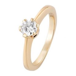 W.KRUK Pierścionek Złoty - złoto 585, Brylant 0,46ct - XWK/PB+318. Żółte pierścionki damskie W.KRUK, z brylantem, złote. Za 10590,00 zł.