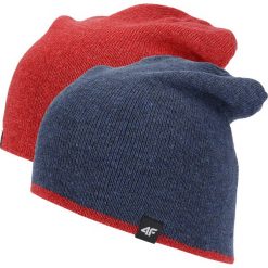 Czapka męska CAM001 - denim melanż. Brązowe czapki męskie marki 4f, na zimę, melanż, z denimu. W wyprzedaży za 19,99 zł.