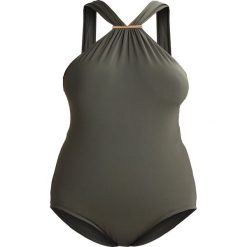 MICHAEL Michael Kors LOGO BAR HIGH NECK ONEPIECE Kostium kąpielowy ivy. Brązowe stroje kąpielowe damskie marki MICHAEL Michael Kors, bez wzorów, z elastanu. Za 719,00 zł.