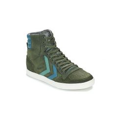 Buty Hummel SLIMMER STADIL DUO OILED HIGH. Zielone trampki męskie Hummel, bez wzorów, bez zapięcia. Za 307,30 zł.