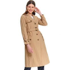 Trencz damski z kołnierzem. Brązowe płaszcze damskie Top Secret, na lato, bez wzorów, eleganckie. W wyprzedaży za 119,99 zł.