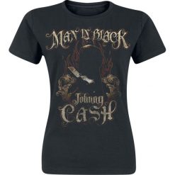 T-shirty damskie: Johnny Cash Man In Black Flames Koszulka damska czarny