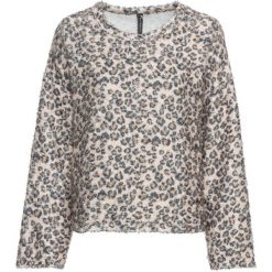 Sweter w cętki leoparda bonprix beżowo-brązowo-czarny wzorzysty. Brązowe swetry damskie marki bonprix, bez wzorów, bez rękawów, bez kaptura. Za 44,99 zł.