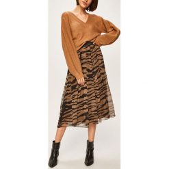 Answear - Spódnica. Czarne spódniczki damskie ANSWEAR, s, z poliesteru, casualowe, midi, rozkloszowane. W wyprzedaży za 119,90 zł.