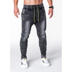 SPODNIE MĘSKIE JEANSOWE JOGGERY P652 - CZARNE. Czarne joggery męskie Ombre Clothing, z bawełny. Za 79,00 zł.