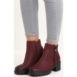 Bordowe Botki Necessity. Czerwone botki damskie Multu, bez obcasa, na obcasie, bez zapięcia. Za 89,99 zł.