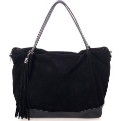 Skórzany shopper bag w kolorze czarnym - 50 x 35 x 15 cm. Czarne torby na zakupy damskie marki Black Bags, w paski, ze skóry, na ramię. W wyprzedaży za 303,95 zł.