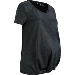 Shirt ciążowy z połyskującego materiału bonprix czarny z połyskiem. Czarne bluzki ciążowe bonprix, bez wzorów, z wiskozy, bez kołnierzyka, bez rękawów. Za 59,99 zł.